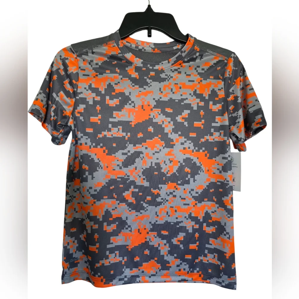 Athletic Works Boys Kids Active T-shirt Driworks Orange Camo Size Large 10-12
